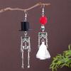 Vintage Halloween Skeleton Bride Groom Pendant Earrings Wear Hat Groom Rose Flower Bridal Earring Gothic Jewelry For Women Men