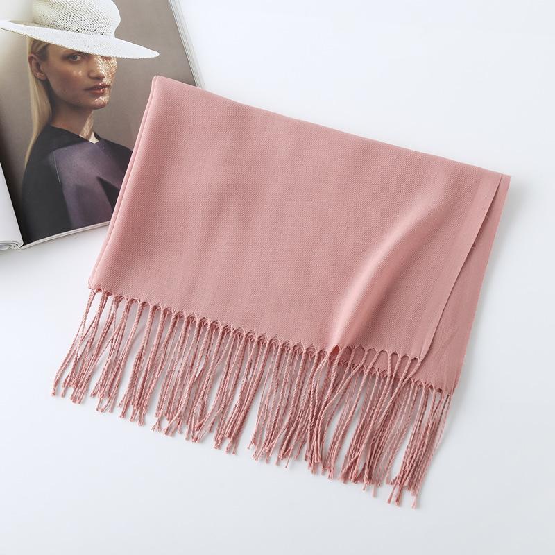 Women's Solid Color Imitation Cashmere Scarf - 200g, Red, Warm Autumn/Winter Shawl and Neckerchief