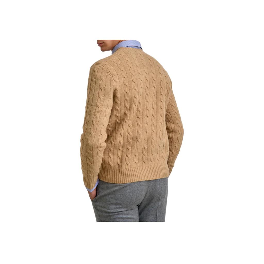 Polo Ralph Lauren Solid Color Long Sleeve Small Pony Embroidered Cable Knit Sweater Men Sweater Brown 710876762009