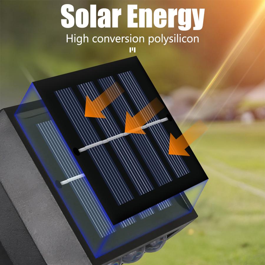 Solar Wandleuchten Außen Wasserdicht Solarbetriebene Sicherheits-LED-Leuchte für Garten Hof Zaun Heimdekoration Beleuchtung Sonnenlicht