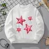 Kids Crewneck Sweatshirt, Pink Star Graphic Print, Spring Fall Casual Sport Tops
