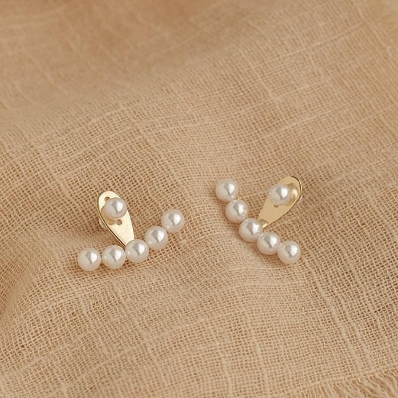 

Two in One Radial Imitation Pearl Back Hang Post Stud Earring for Women Simple Creative Zircon Girl Gift Brincos