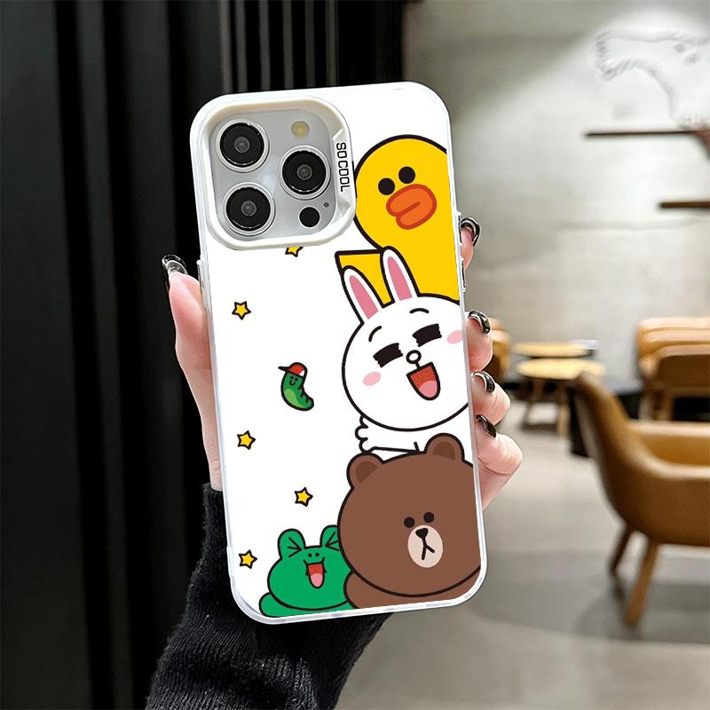 Cartoon Bear Brown Rabbit Soft Phone Case for iPhone 15 16 17 Pro Max 17Air 16E 14 Plus 13 12 Mini Shockproof Cover Back Shell