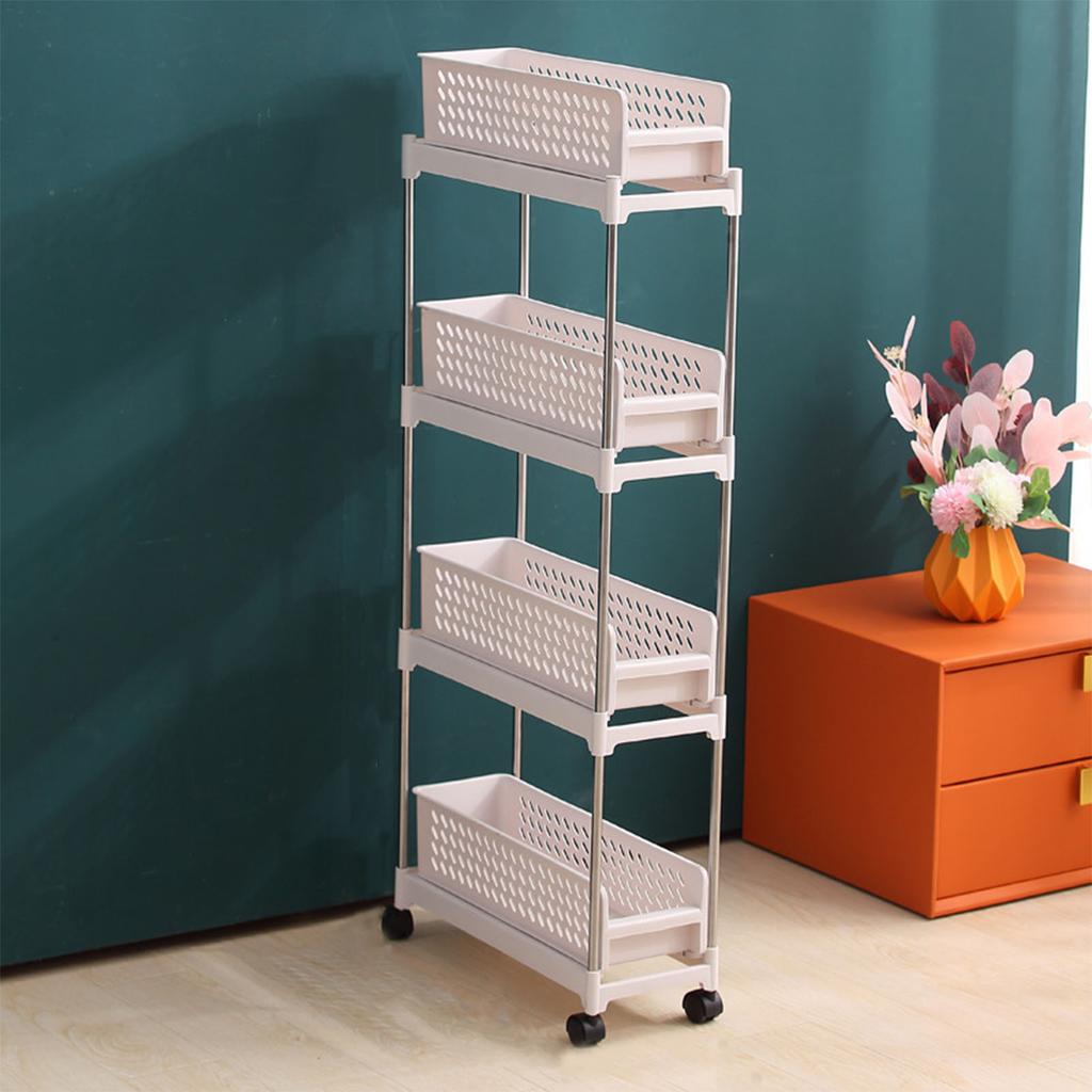 Aufbewahrungswagen Platzsparend Vielseitig Verstellbar Stilvoller Look Rollender Aufbewahrungswagen Organizer für Zuhause Küche Badezimmer