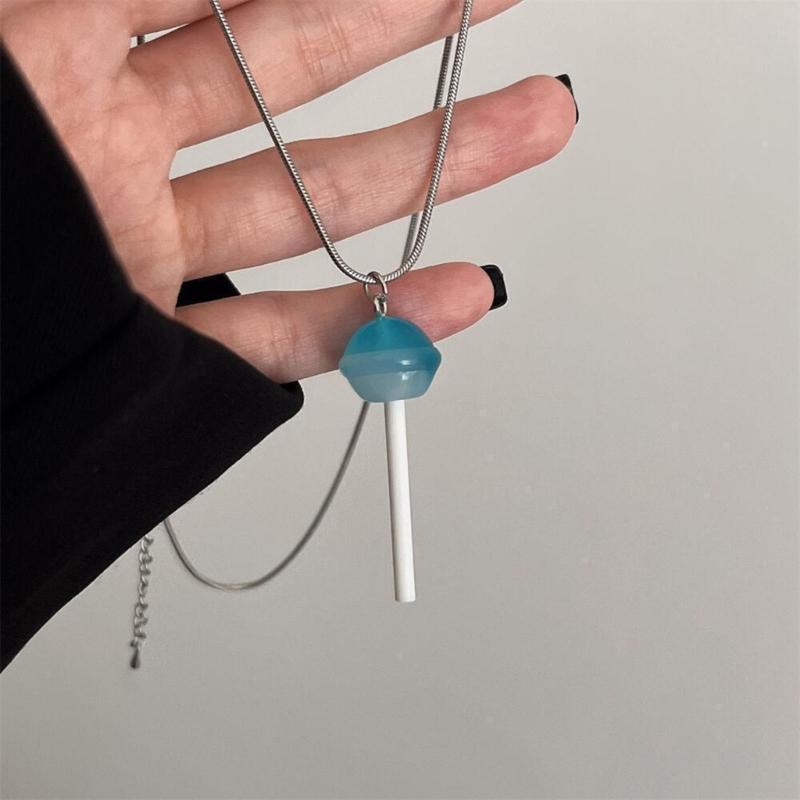 Pendant Necklaces Jewelry Lollipop Pendant Necklaces Chain Chokers Birthday Gift Necklaces Resin Material Gift for Girls
