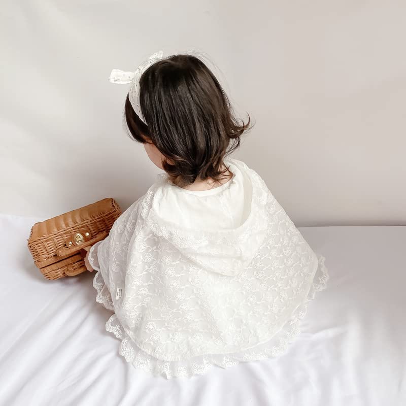 SLINX Baby Poncho with Princess White Floral for Outing Cold UV Outerwear Hood, Coat, All-Lace, Print, Children's Cloak/Cape Girls, Cloak, Protection,