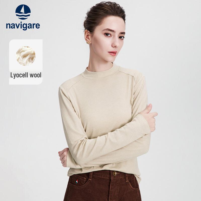 Navigare Women's Mock Neck Slim Fit Long Sleeve T-Shirt