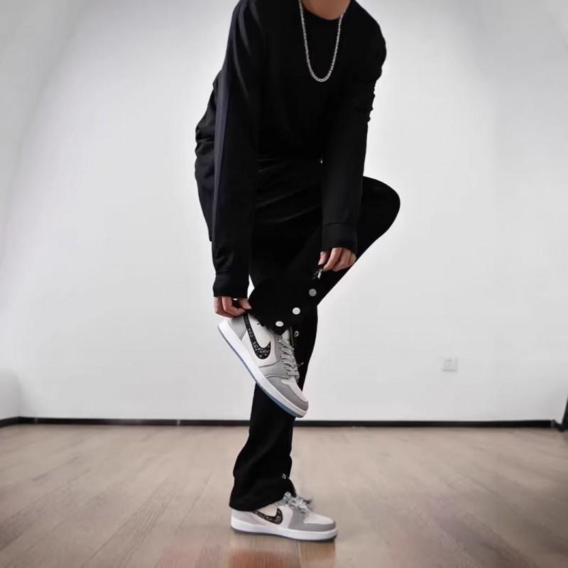 Mens Black Slim Straight Jeans Streetwear Vibe Loose Fit Casual Daily Wear Youth Fashion