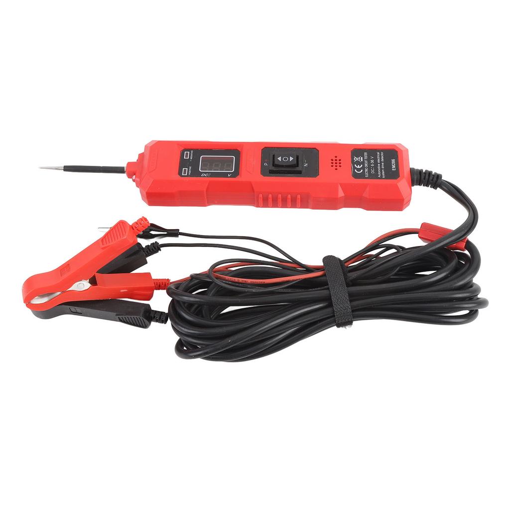Car Circuit Tester DC 6 to 36V Multifunctional High Sensitivity with 2 Clips Power Circuit Probe Tester for Vehicles Red