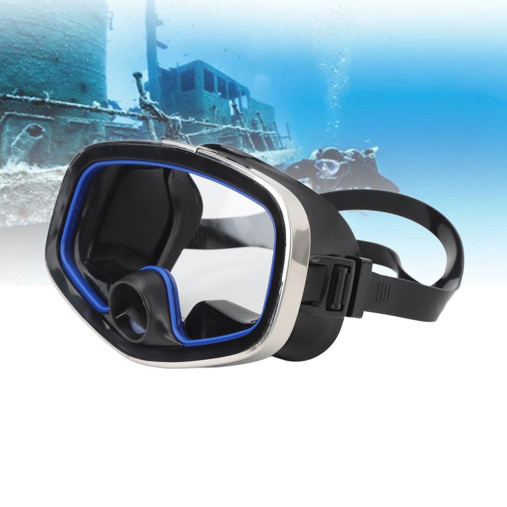 Scuba Diving Goggles Tempered Glass Anti Fog Nose Valve Lightweight Single Lens Snorkeling Goggles for Swimming Water Sports