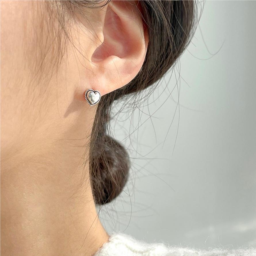 925 Silver Heart Small Stud Earrings For Women Wedding Luxury Jewelry Accessories Trend Jewellery