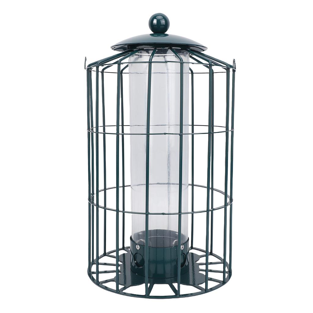 Caged Bird Feeder for Wild Birds Outside Squirrel Proof Hanging Tube Bird Feeder Chewproof Rustproof 7.1x12.6in Iron