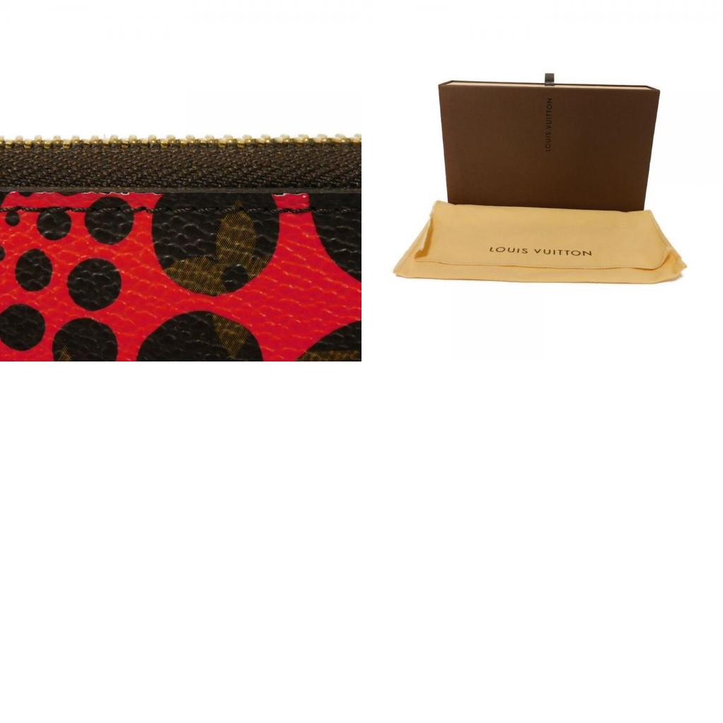 Used 12564 Zippy Wallet M60450 7940 Yayoi Kusama Brown Red Old Model Monogram Pumpkin Dot Rouge Unisex from Japan