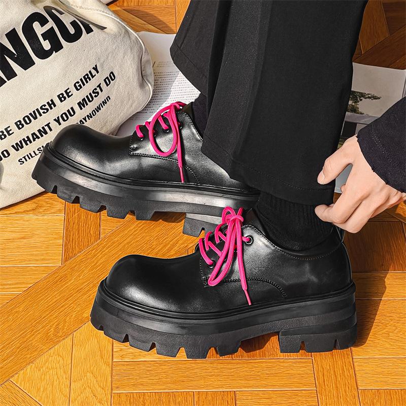 Big head leather shoes men's ins trendy British style platform Martin boots niche design high-end Derby shoes 6115-J