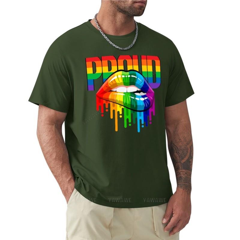 Proud Rainbow Lips Pride Tshirt Plus Size T Shirts Tshirt For A Boy Aesthetic Clothes Black Tshirts For Unisex