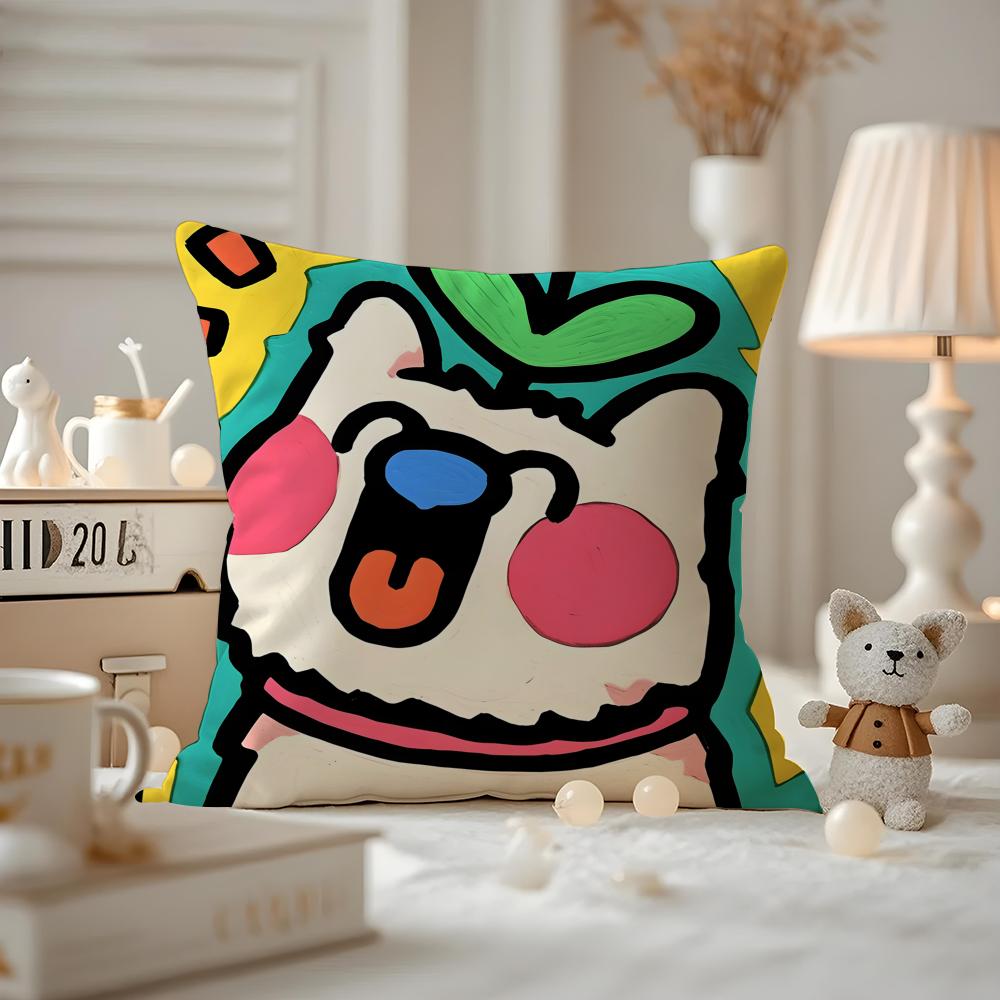 Cute Color Dogs Cushion Cover Pattern Printed Pillowcase For Living Room Sofa Cushion Cover & Bedroom Decor