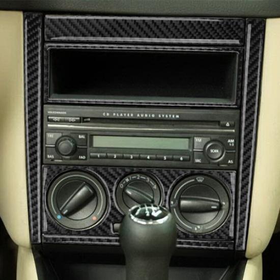 Bright Carbon Fiber Car Front AC Radio Panel Cover Sticker For VW Golf 4 1999-04