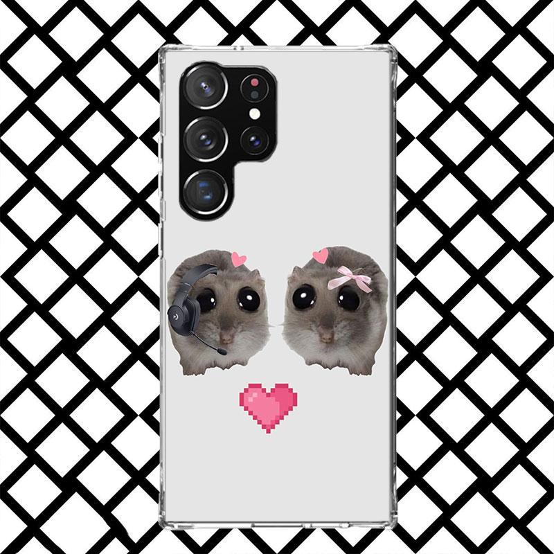 Funny Sad Hamster Meme Phone Case for Samsung Galaxy S26 S25 Edge S24 S23 Ultra S22 Plus S21 FE S20 + Soft Cover Print Fundas Ga
