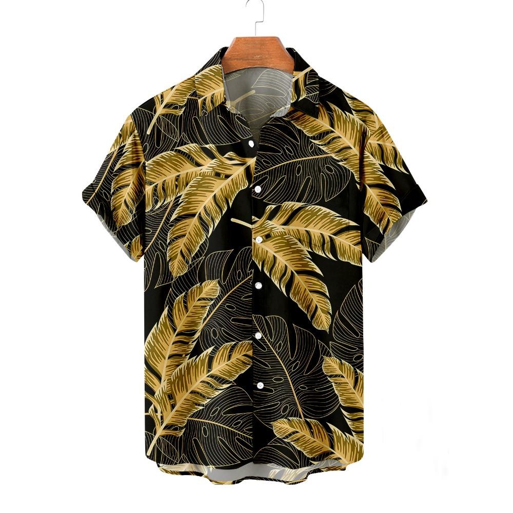 Summer Men's Flower Hawaiian Shirts Casual Vacation Short Sleeve Shirts Collar Button Up Shirt Fashion Steetwear for Mens