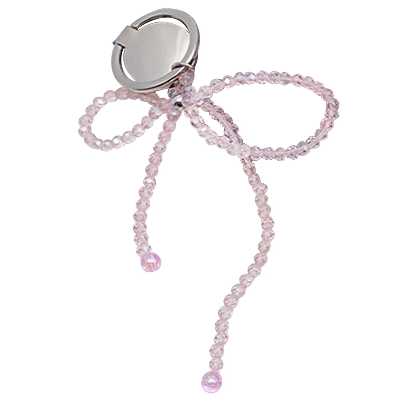 

Korean Bowknot Phone Grip Crystal Beads Phone Pendant Bracket Finger Rings Phone Support Stand Mobile Phone Accessories розовый