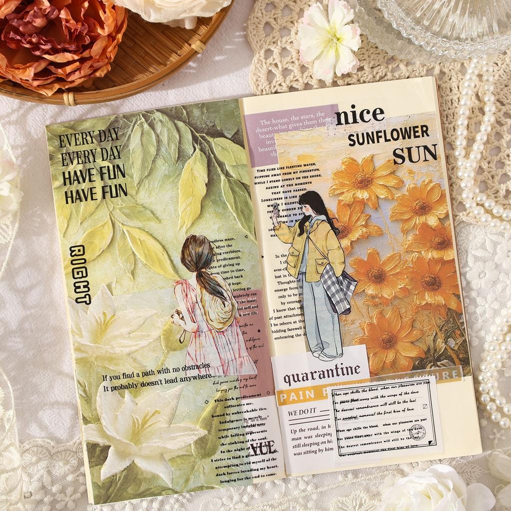 10 ks/lot Bloky na poznámky Materiálový papír Sen Skrytá květina Dopis Junk Journal Deník Scrapbooking Karty Papír na pozadí Dekorace