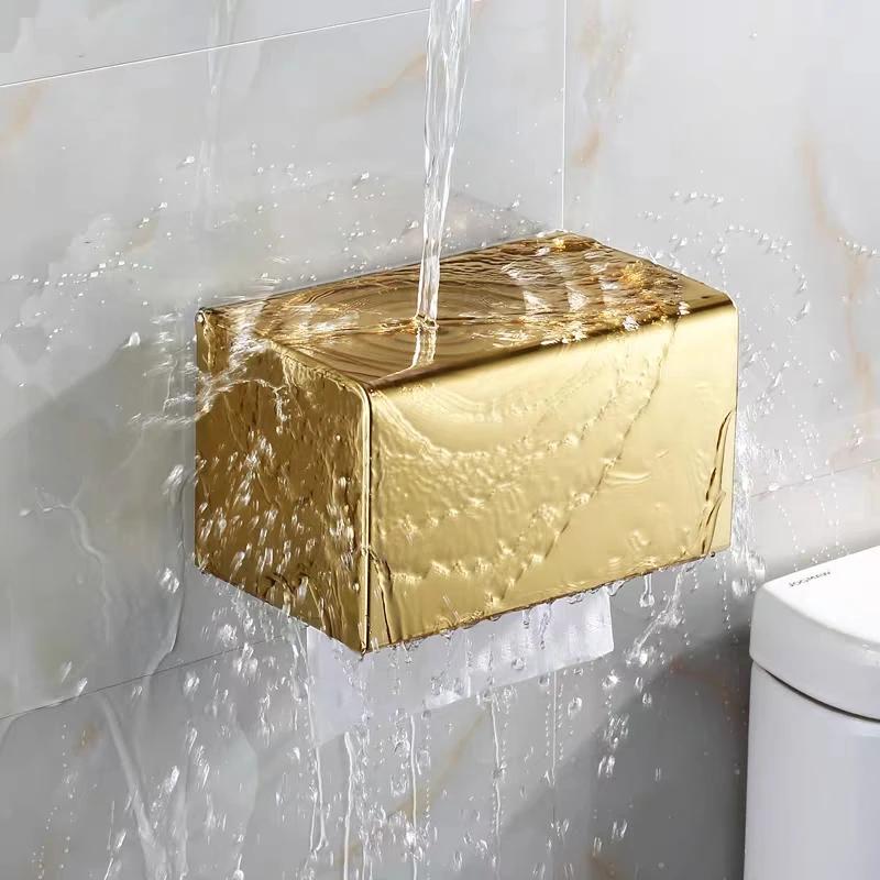 Stainless Steel Tissue Holder Waterproof Non-punching Square Pumping Box Roll Box Toilet Paper Holder