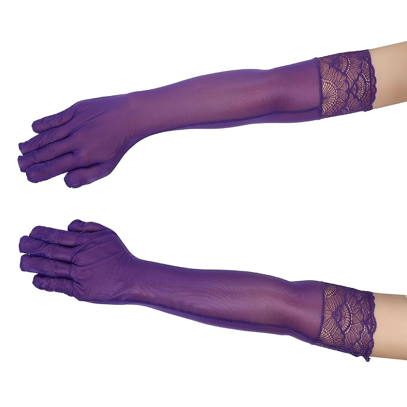 

[Black Omen] long gloves long gloves cosplay 8 colors in total Lace (6705-purple, free size) bs513-f-6705-pu