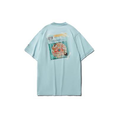 Li Ning X Disney Collaborazione Serie Moda Sportiva T-shirt a Maniche Corte e Girocollo Stampata da Donna Top Azzurro AHSR214-4