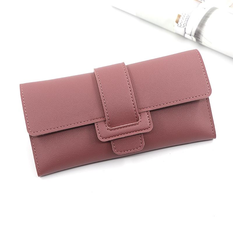 Korean Style Women's Tri-fold Long Fashion Wallet Clutch with Buckle