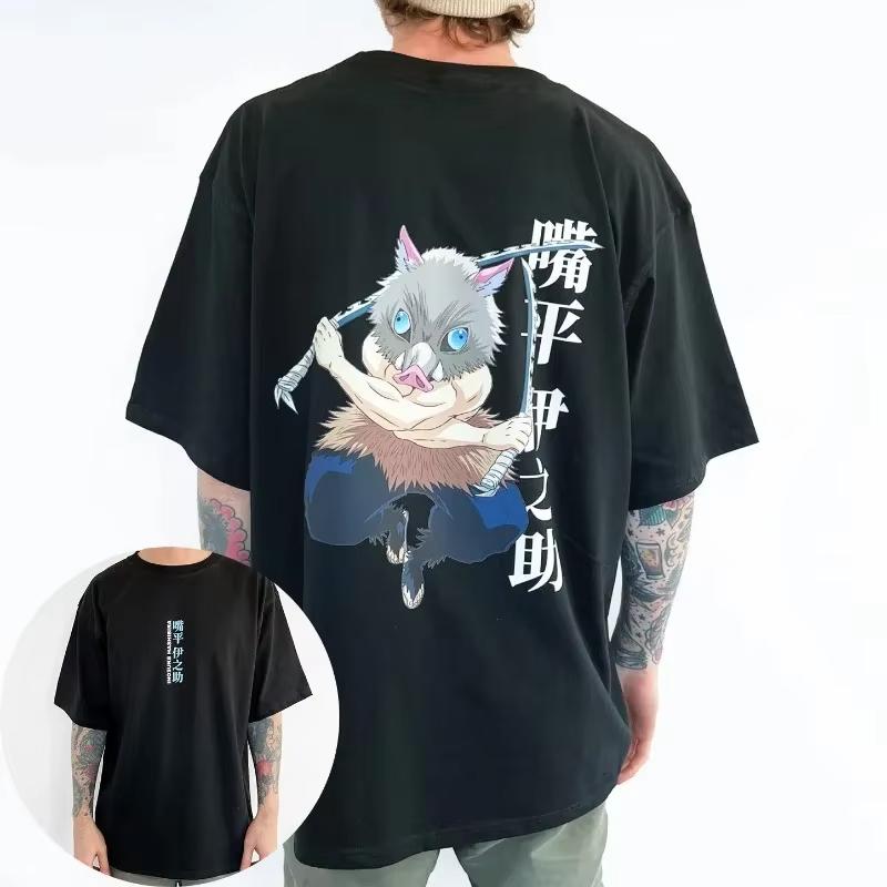 Dämonentöter Anime Mund Pingyi Zhizhu Herren T-Shirt Japanischer Harajuku Stil Herren Frühling Sommer Neues Produkt Lässiges T-Shirt