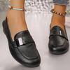 Fashion 2025 Classic Faux Pu Leather Loafers Women Metal Decoration Slip On Flats Shoes Woman Solid Color Round Toe Casual Shoes Female