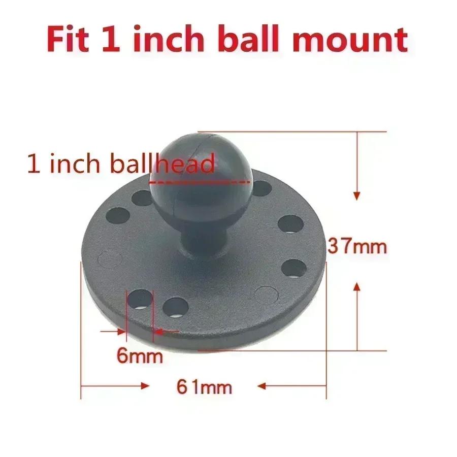 Jadkinsta 1 or 1.5 Inch Rubber Ball Mount To Aluminum Motorcycle Round Square Mounting Base Plate for Gopro Camera Cellphones