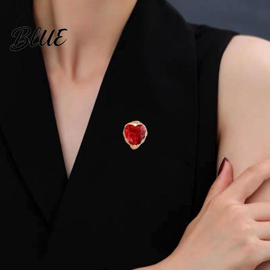 Heart Shape Lapel Pin Women Brooch High-Gloss Cubic Zirconia Inlay