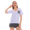 Letter Printed Wide V-Neck Women's T-Shirt