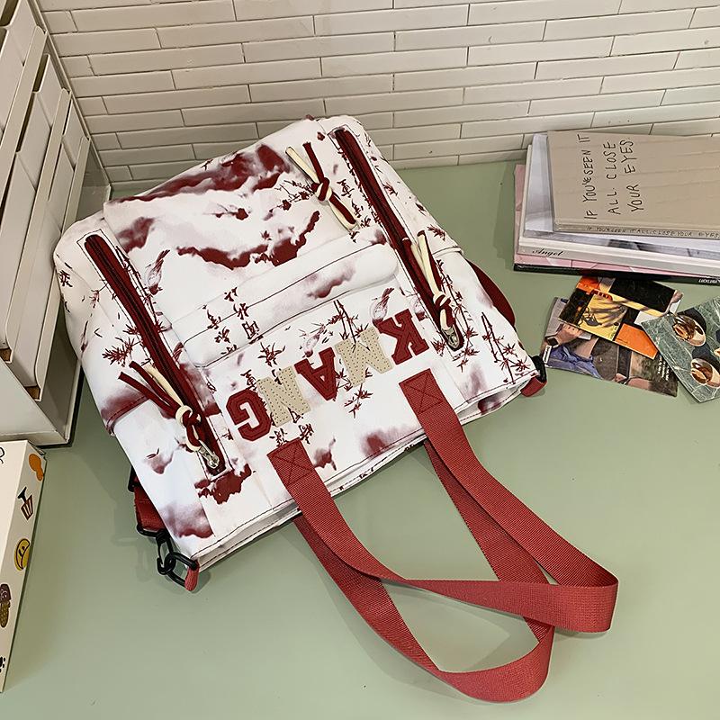 Schoolbag ink painting national style schoolbag female junior high school students high value large capacity high school students backpack male