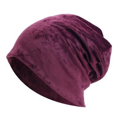 Mode Unisex Samt Baggy Skullies Turban Hut Herbst Winter Warm Slouchy Beanies Für Männer Frauen Solide Weiche Kappe Casual Hut