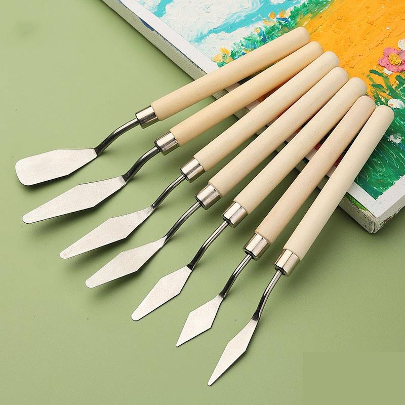 7Pcs Stainless Steel Ceramics Spatula Polymer Clay Scraper Pottery Modeling Tools Art Oil Painting Knives Cake Spatula Kit