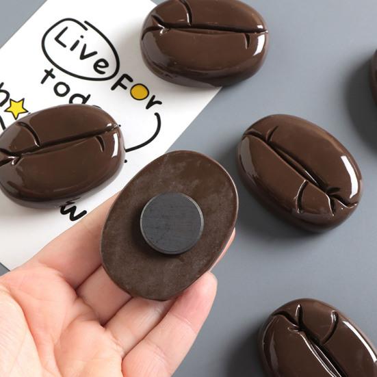3D Coffee Bean Fridge Magnet Resin Coffee Theme Magnetic Refrigerator Accessories Memo Note Message Photo Holder Decoration Coffee Lover Gift