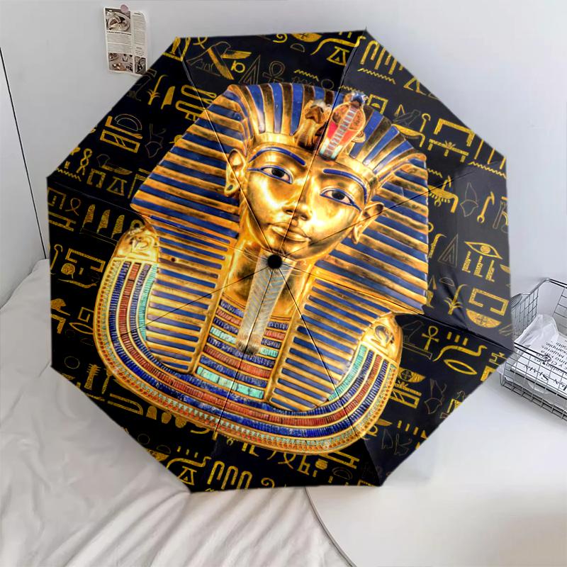 

1PC Egyptian theme Umbrella Portable Folding Umbrella Iron Frame Hole Bone Structure Outdoor Home Umbrella A3 разноцветный