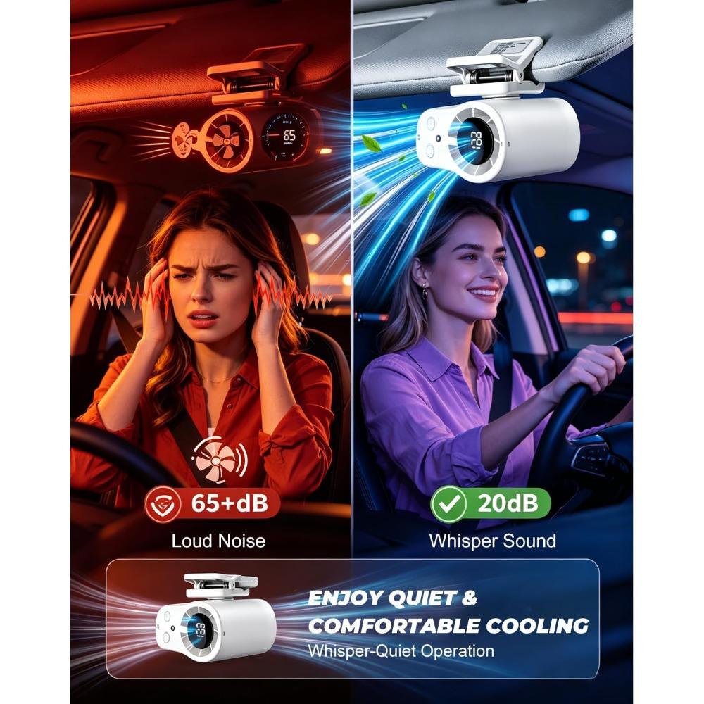 Car Fan Ac That Blow Cold Air Portable Conditioner Clip on Unit Personal USB Rechargeable Mini Small Cooling Cooler with LED Display