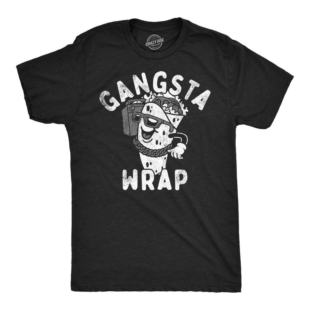 Mens Funny T Shirts Gangsta Wrap Sarcastic Food Graphic Tee for Men