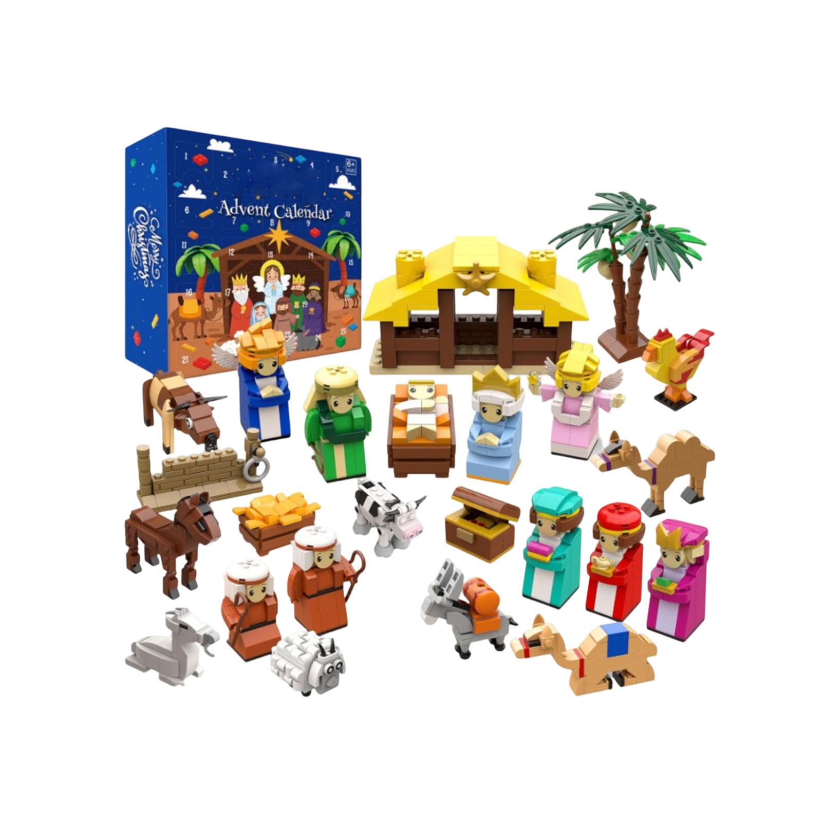 

24pcs Christmas 3d Countdown Calendar Assembling Building Block Toy Set Gift 24 Building Block Accessories One Size