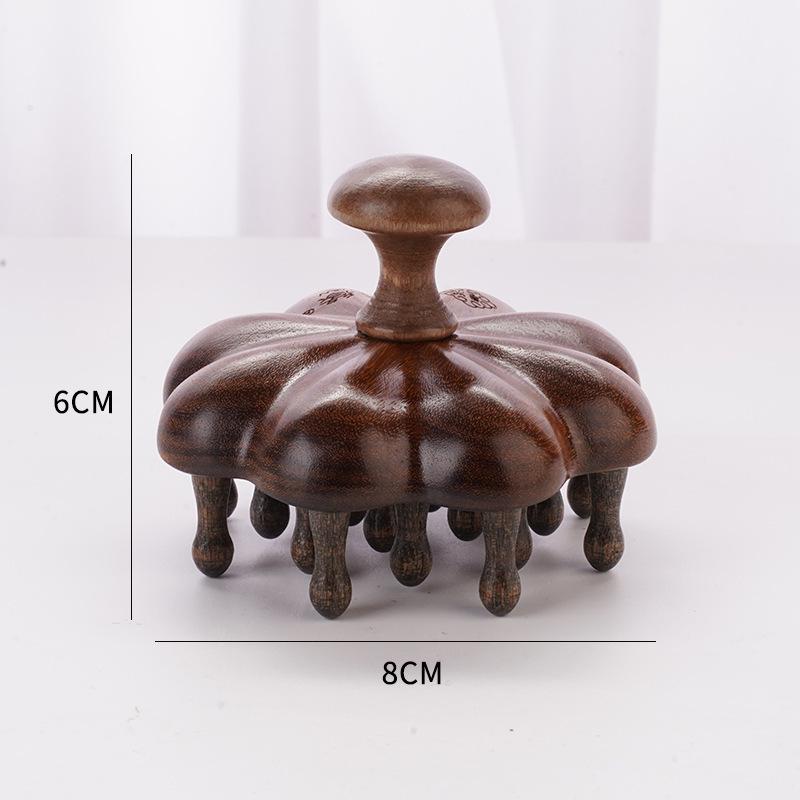 Gold Sandalwood Massage Shampoo Brush - Portable Round Comb for Scalp & Body