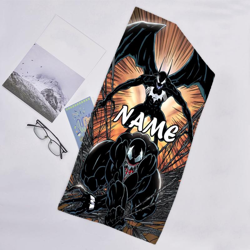 1pc Venom4 Beach Towel with Custom Name, Beach/Swimming/Bath/Picnic/Camping Towel, Suitable for Seaside Beaches