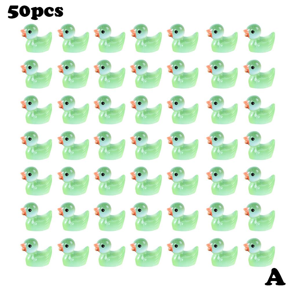 

50 шт. Миниатюрная флуоресцентная желтая утка, украшение, миниатюрная микроукрашение из смолы в виде утки, миниатюрные фигурки, ландшафтная кукла W1i8