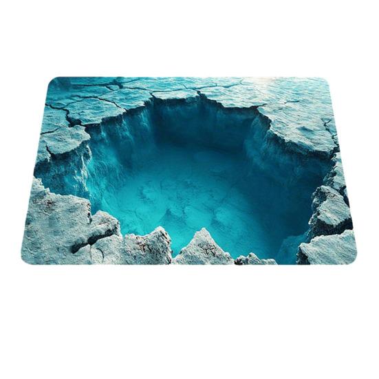 3D Visual Hole Rug Optical Illusion Floor Mat Realistic Hole Pattern Doormat Test And Play with Dog or Cat for Entrance Hallway Living Room