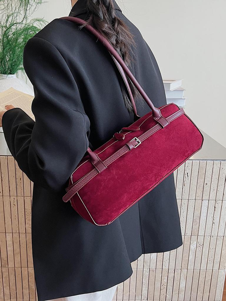 Yuezi Frosted Leather Baguette Bag: 2025 Autumn/Winter Boston Shoulder & Underarm Handbag