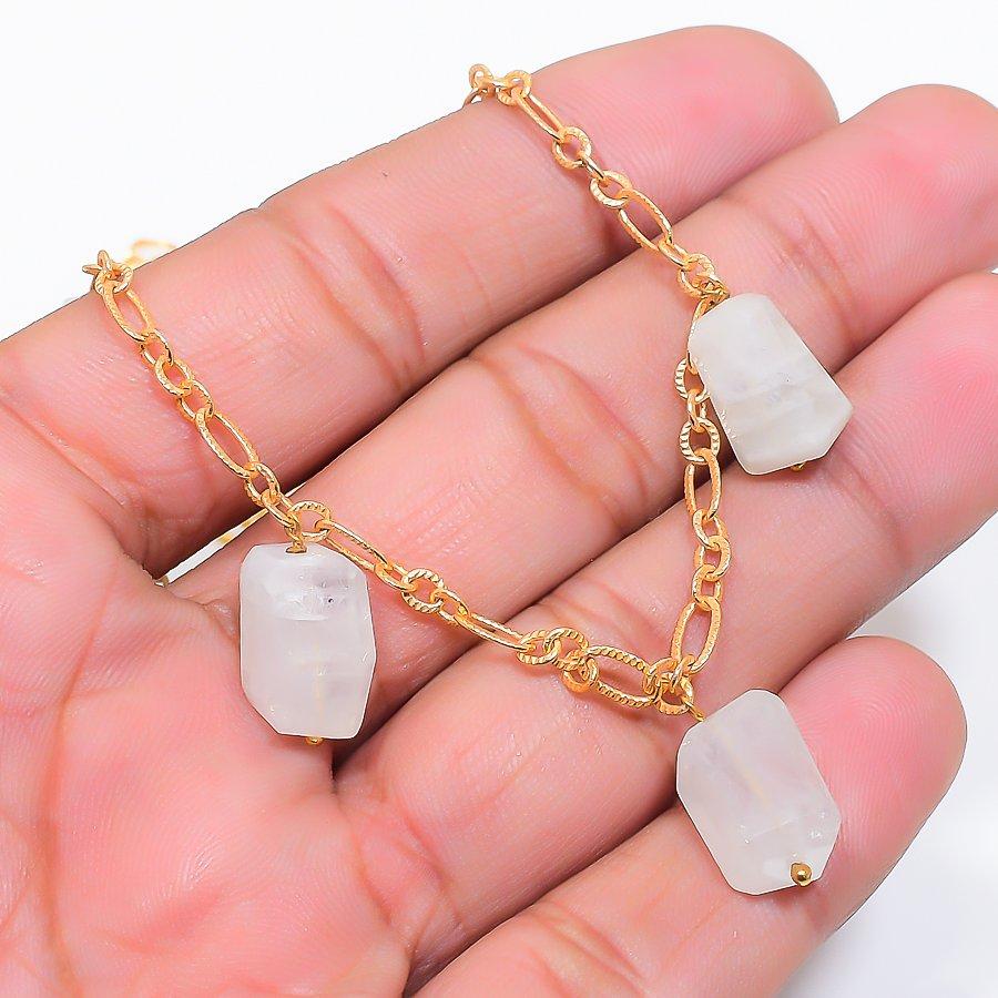 Moonstone Gemstone Handmade 925 Sterling Silver Jewelry Necklace 20" GK-7588