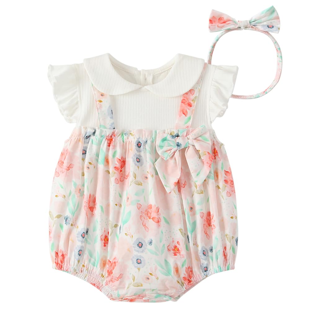 

Baby nest Baby Romper Coverall Sleeveless Summer Outfit Newborn Baby Clothes with Headband and Flower Size Months Girls Pattern, 66, 3-6