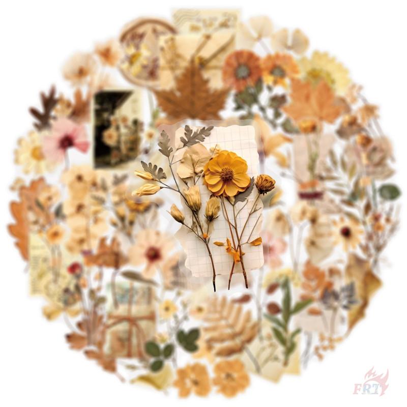 50Pcs/Set Wabi-sabi. Retro Flowers & Leaves PET Stickers Waterproof DIY Fashion Doodle Decals Stickers